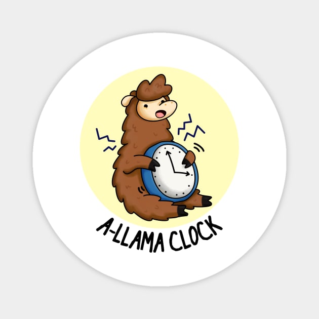 A-Llama Clock Funny Animal Pun Magnet by punnybone